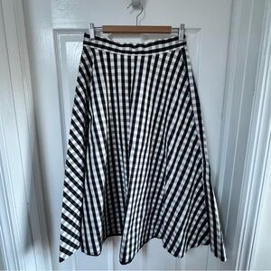 Kate Spade Black and White Gingham A-Line Long Skirt